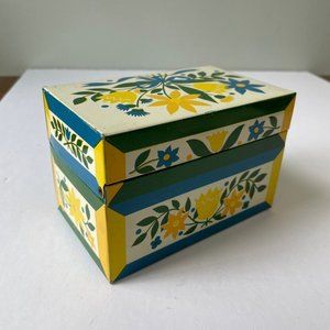 Vintage Floral Metal Storage Box